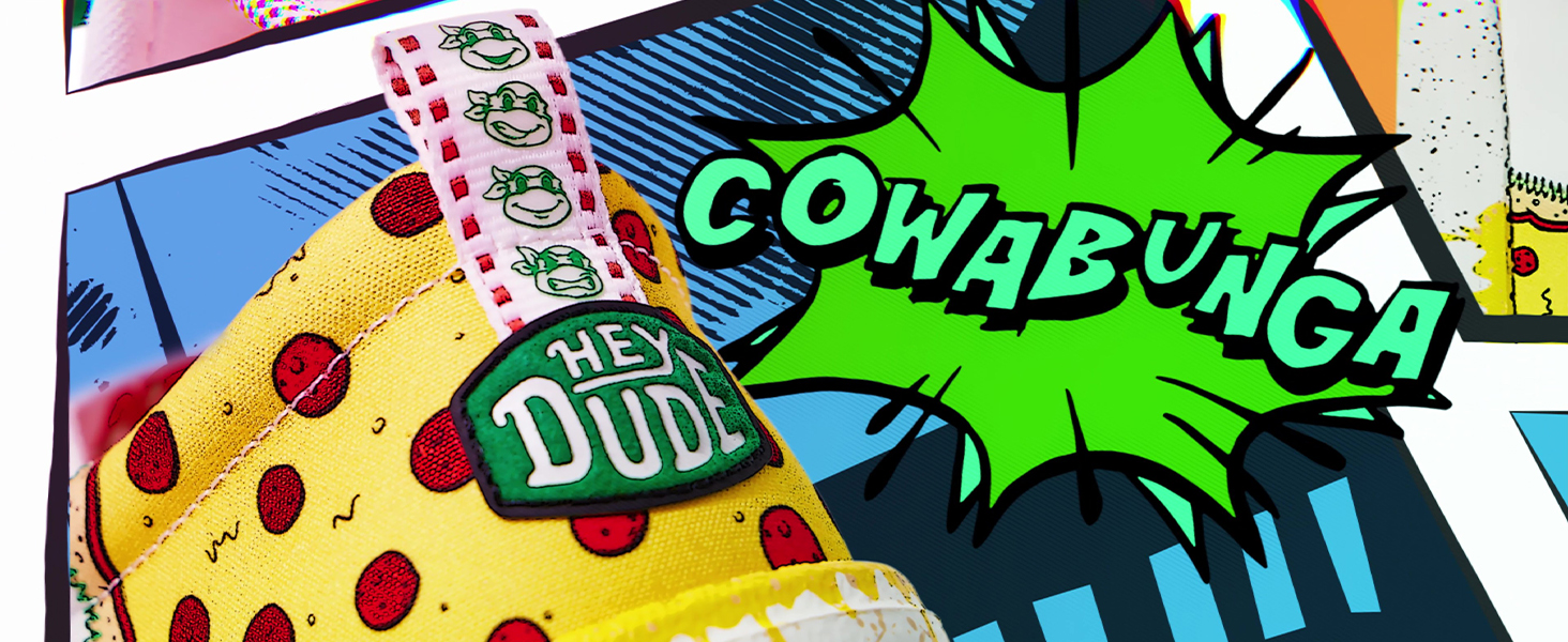 Amazon.com | HEYDUDE Wally Funk TMNT Pizza White/Red Size 8, Men's